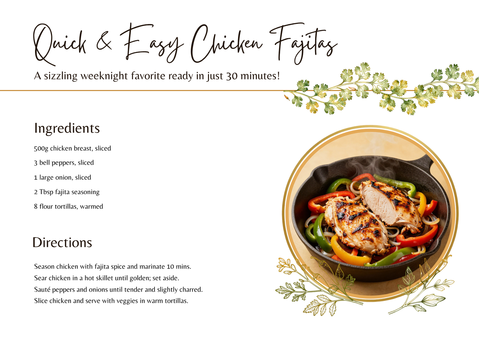 Quick & Easy Chicken Fajitas Recipe (Ready in 30 Minutes)